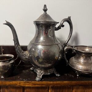Vintage Elegant Silver Teapot Set